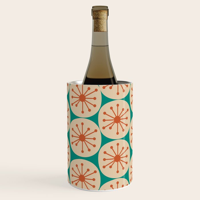 Atomic Dots Retro Midcentury Modern Pattern in Mid Mod Orange, Beige, and Turquoise Teal Wine Chiller Gallery Image 1