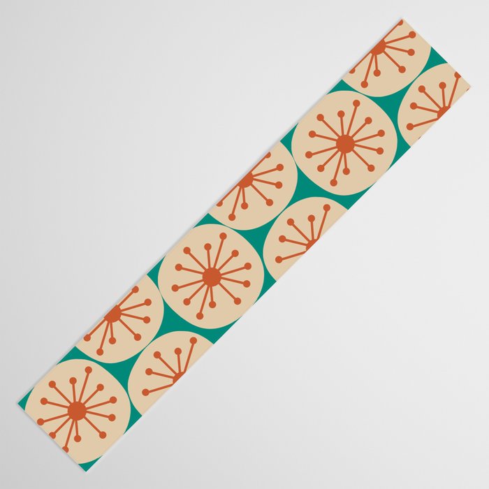 Atomic Dots Retro Midcentury Modern Pattern in Mid Mod Orange, Beige, and Turquoise Teal Table Runner Gallery Image 3