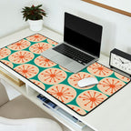 Atomic Dots Retro Midcentury Modern Pattern in Mid Mod Orange, Beige, and Turquoise Teal Desk Mat Gallery Image 2