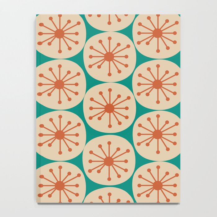 Atomic Dots Retro Midcentury Modern Pattern in Mid Mod Orange, Beige, and Turquoise Teal Notebook Gallery Image 4
