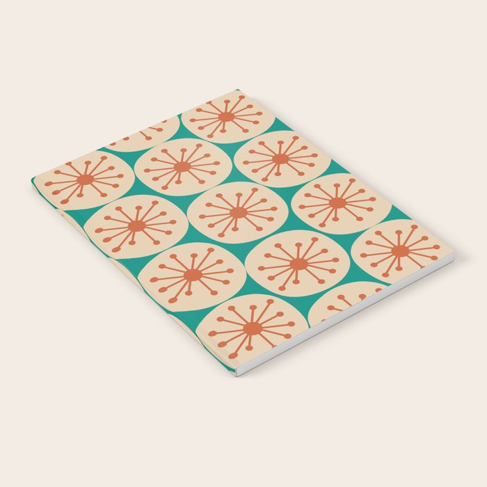 Atomic Dots Retro Midcentury Modern Pattern in Mid Mod Orange, Beige, and Turquoise Teal Notebook Gallery Image 2