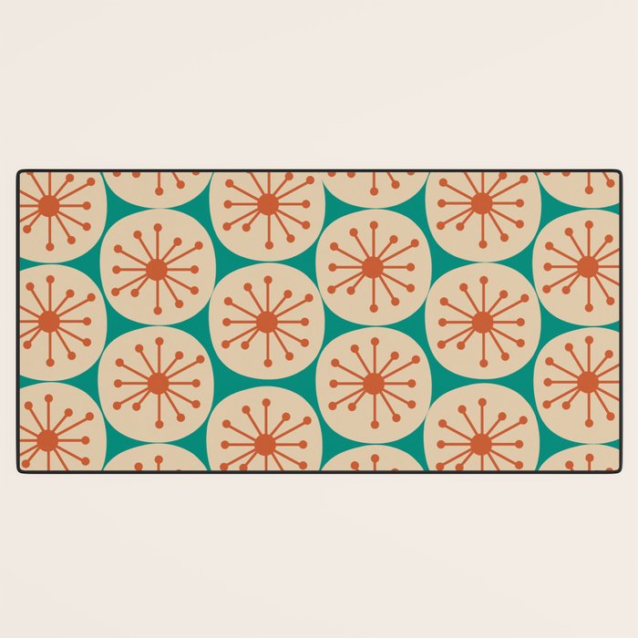 Atomic Dots Retro Midcentury Modern Pattern in Mid Mod Orange, Beige, and Turquoise Teal Desk Mat Gallery Image 3