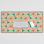 Atomic Dots Retro Midcentury Modern Pattern in Mid Mod Orange, Beige, and Turquoise Teal Desk Mat Gallery Image 1