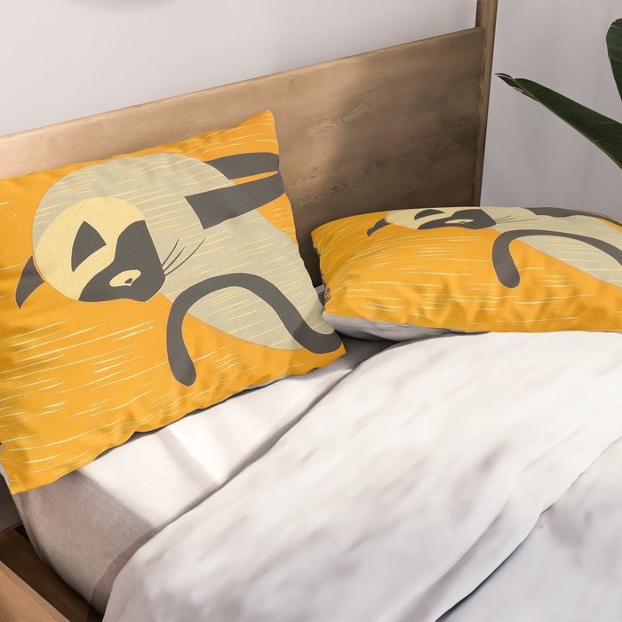 Asai Kiyoshi Japanese Woodblock Siamese Cat Midcounty Modern Art Pillow Sham Gallery Image 2