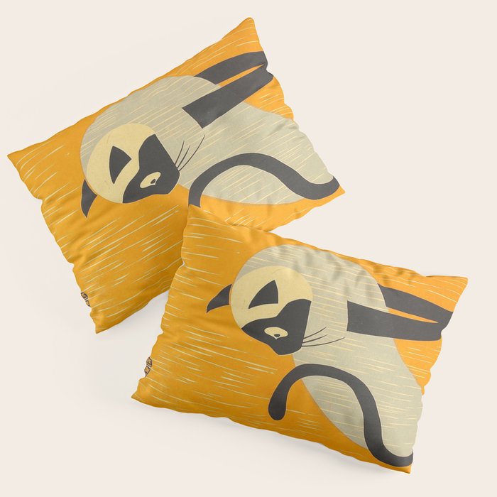 Asai Kiyoshi Japanese Woodblock Siamese Cat Midcounty Modern Art Pillow Sham Gallery Image 3