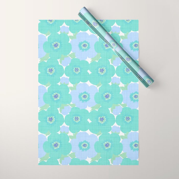 Bright Summer Floral Mid-Century Style Flower Pattern Wrapping Paper Gallery Image 1
