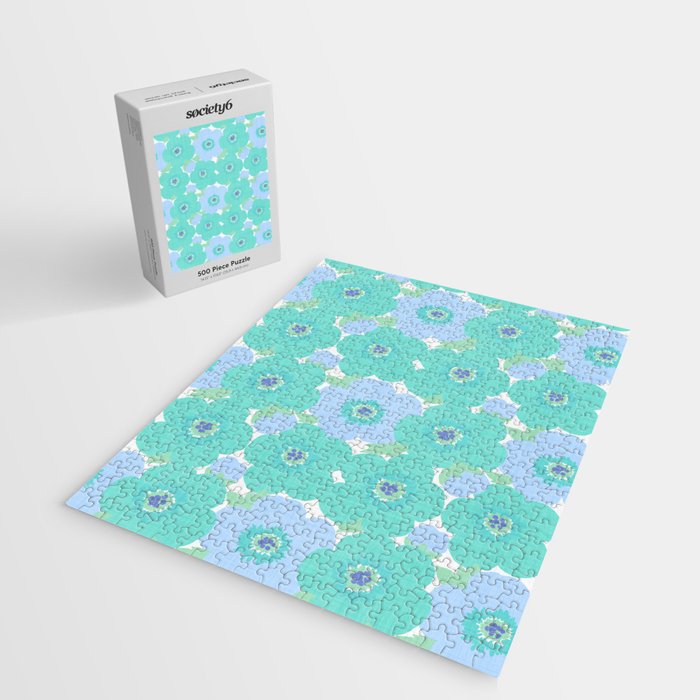 Bright Summer Floral Mid-Century Style Flower Pattern Jigsaw Puzzle Gallery Image 2
