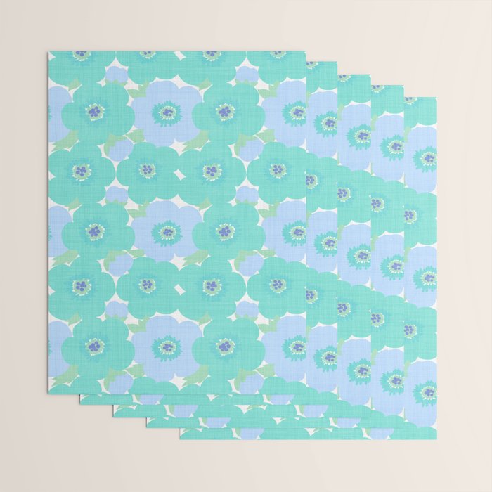 Bright Summer Floral Mid-Century Style Flower Pattern Wrapping Paper Gallery Image 3