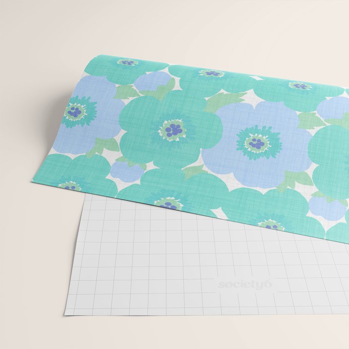 Bright Summer Floral Mid-Century Style Flower Pattern Wrapping Paper Gallery Image 2