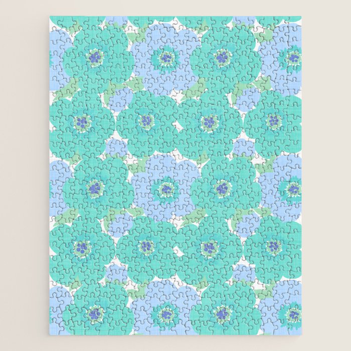Bright Summer Floral Mid-Century Style Flower Pattern Jigsaw Puzzle Gallery Image 1