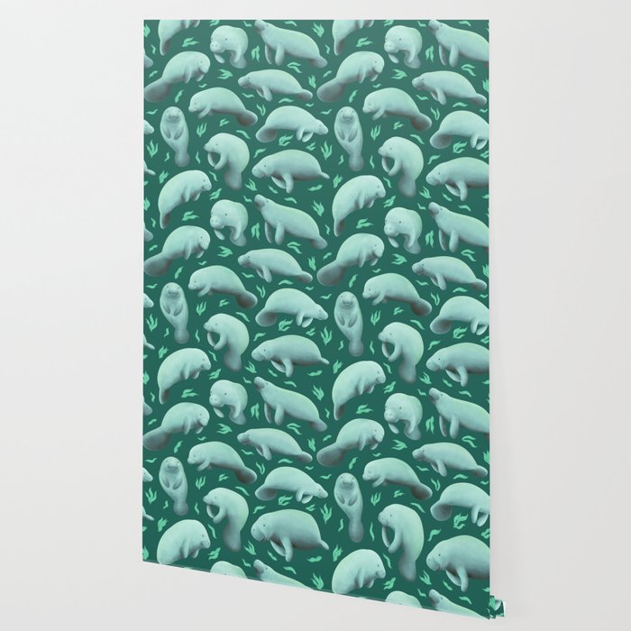 manatees (teal) Wallpaper Gallery Image 2