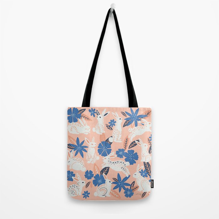 Bunnies & Blooms - Blue & Blush Palette Tote Bag Gallery Image 2