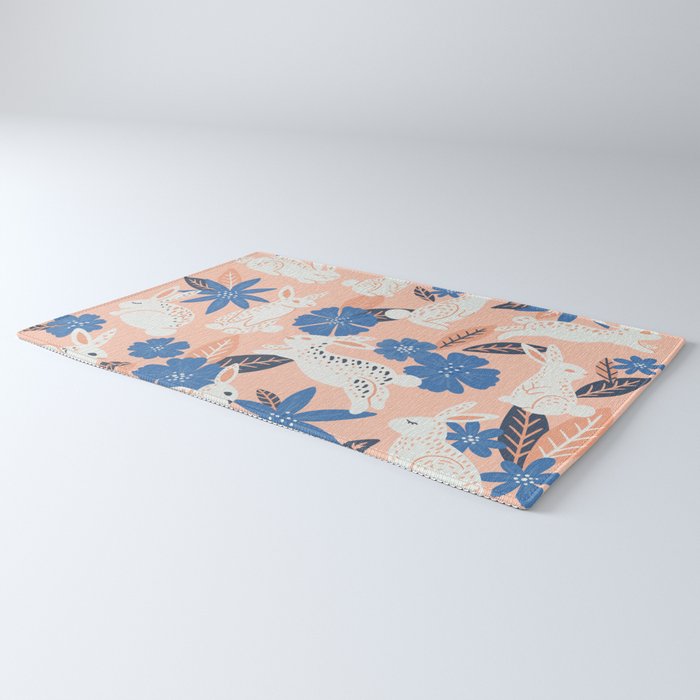 Bunnies & Blooms - Blue & Blush Palette Rug Gallery Image 3