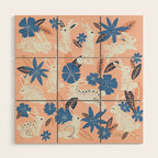 Bunnies & Blooms - Blue & Blush Palette Wood Wall Art Gallery Image 1