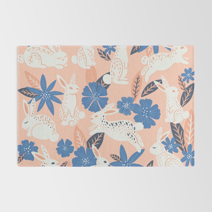 Bunnies & Blooms - Blue & Blush Palette Rug Gallery Image 2
