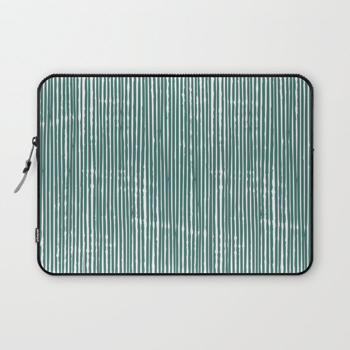 Rustic Abstract Stripes, Teal and White Laptop Sleeve Gallery Image 1