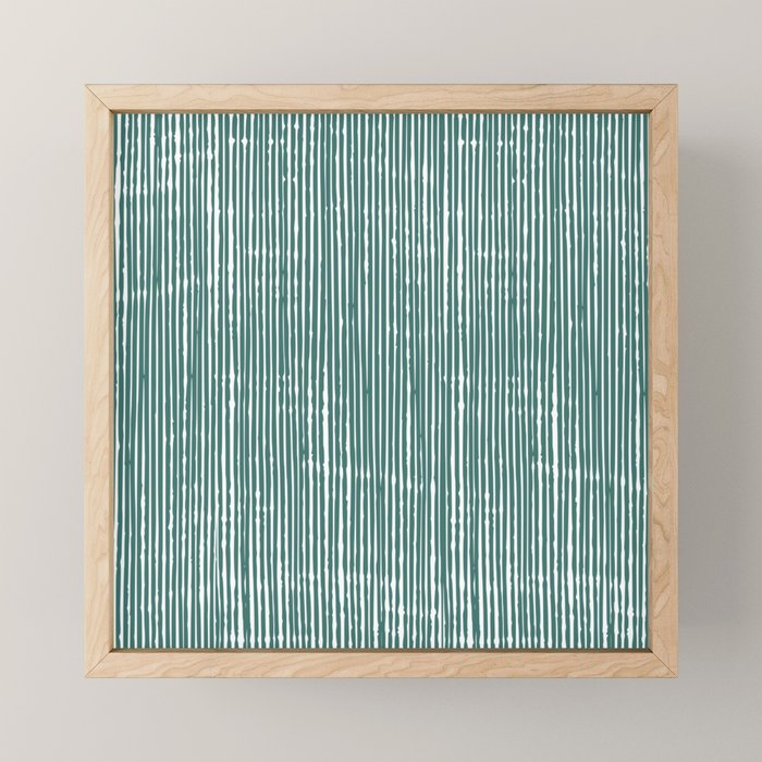 Rustic Abstract Stripes, Teal and White Mini Art Print Gallery Image 1