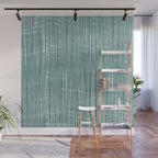 Rustic Abstract Stripes, Teal and White Wall Mural Gallery Image 1