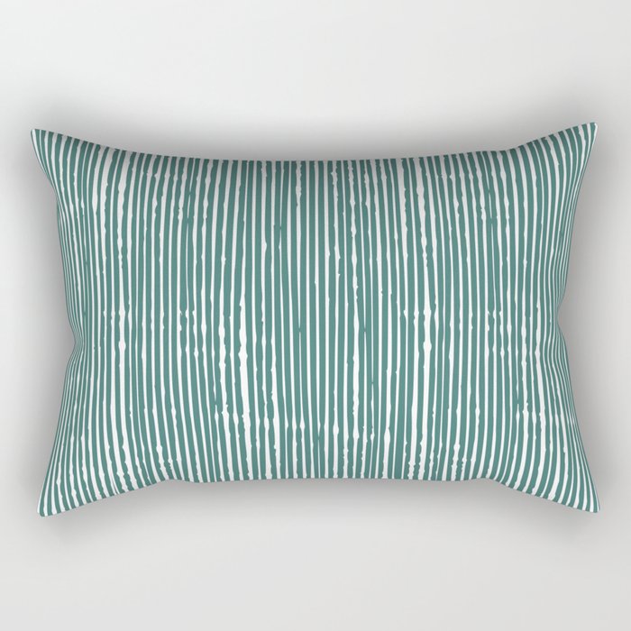Rustic Abstract Stripes, Teal and White Rectangular Pillow Gallery Image 1