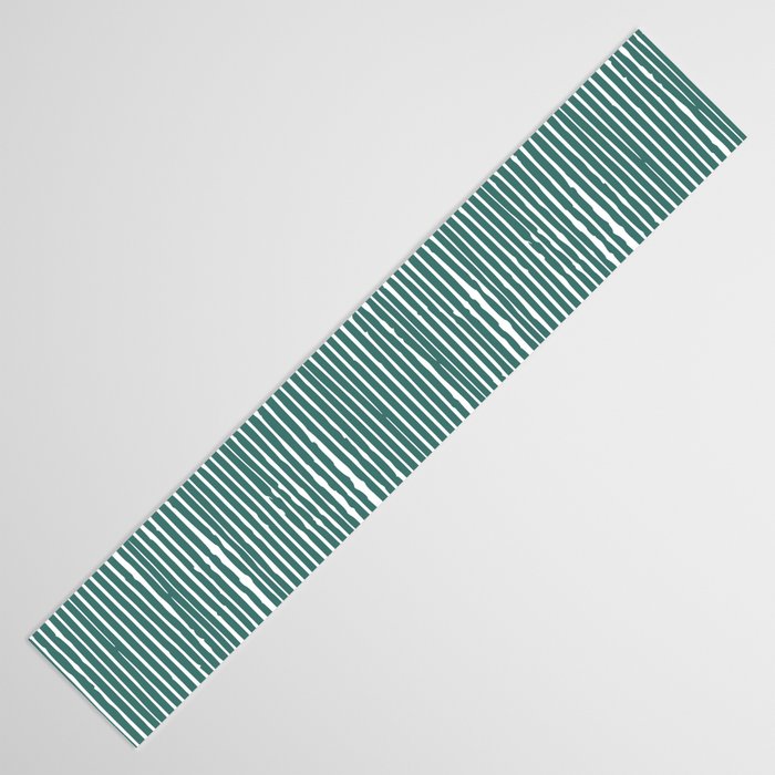 Rustic Abstract Stripes, Teal and White Table Runner Gallery Image 3