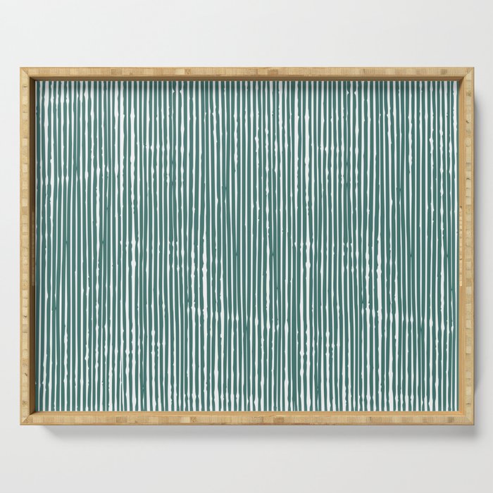 Rustic Abstract Stripes, Teal and White Serving Tray Gallery Image 1