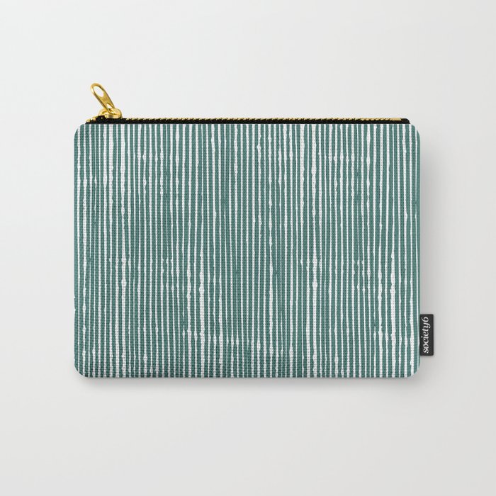 Rustic Abstract Stripes, Teal and White Carry All Pouch Gallery Image 1