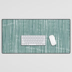 Rustic Abstract Stripes, Teal and White Desk Mat Gallery Image 1