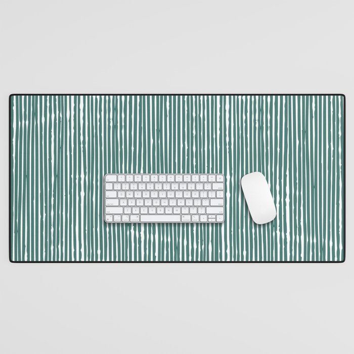 Rustic Abstract Stripes, Teal and White Desk Mat Gallery Image 1