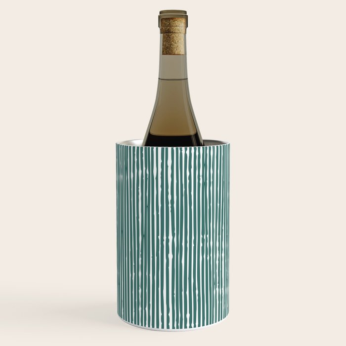 Rustic Abstract Stripes, Teal and White Wine Chiller Gallery Image 2