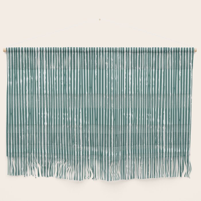 Rustic Abstract Stripes, Teal and White Wall Hanging Gallery Image 1