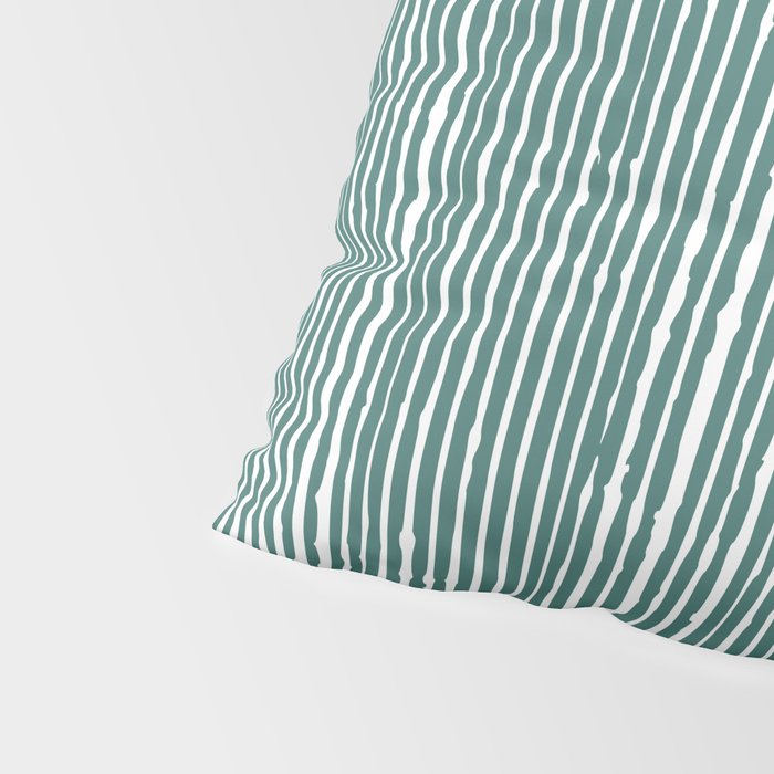 Rustic Abstract Stripes, Teal and White Pillow Sham Gallery Image 4