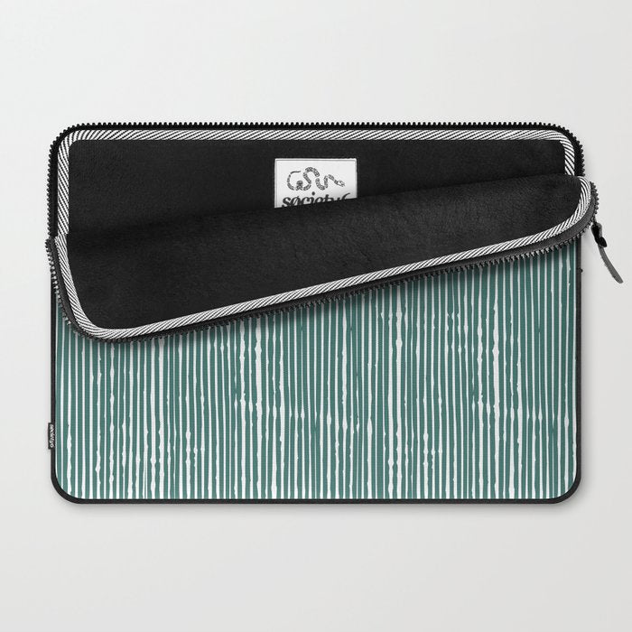 Rustic Abstract Stripes, Teal and White Laptop Sleeve Gallery Image 2