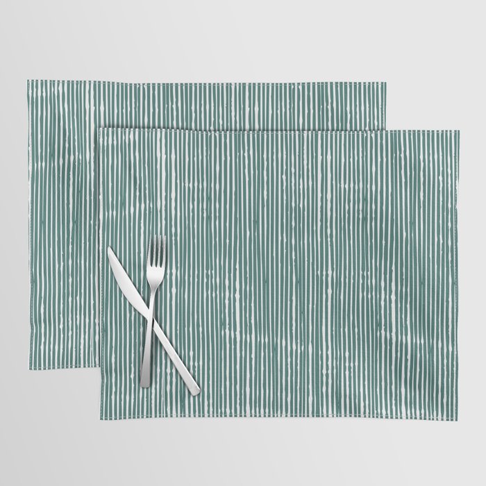 Rustic Abstract Stripes, Teal and White Placemat Gallery Image 1