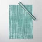 Rustic Abstract Stripes, Teal and White Wrapping Paper Gallery Image 1