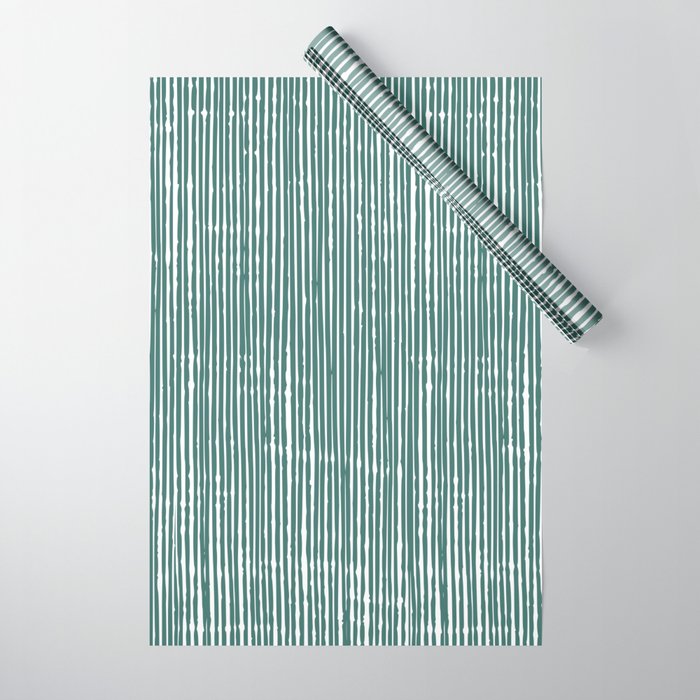 Rustic Abstract Stripes, Teal and White Wrapping Paper Gallery Image 1