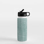 Rustic Abstract Stripes, Teal and White Water Bottle Gallery Image 1