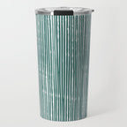 Rustic Abstract Stripes, Teal and White Travel Mug Gallery Image 1