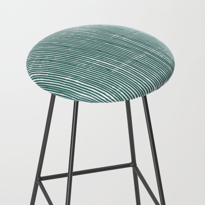 Rustic Abstract Stripes, Teal and White Stool Gallery Image 2