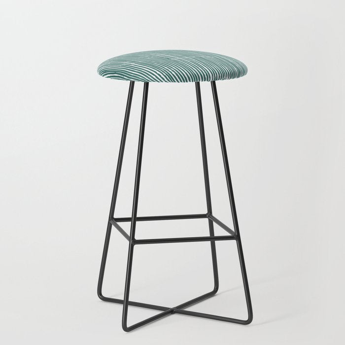 Rustic Abstract Stripes, Teal and White Stool Gallery Image 1
