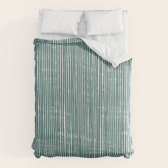 Rustic Abstract Stripes, Teal and White Duvet Cover Gallery Image 1