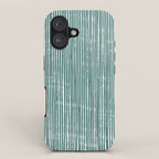 Rustic Abstract Stripes, Teal and White iPhone Case Gallery Image 1
