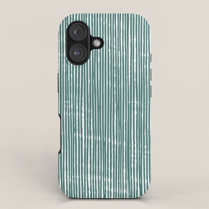 Rustic Abstract Stripes, Teal and White iPhone Case Gallery Image 1