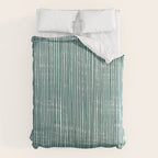 Rustic Abstract Stripes, Teal and White Duvet Cover Gallery Image 6