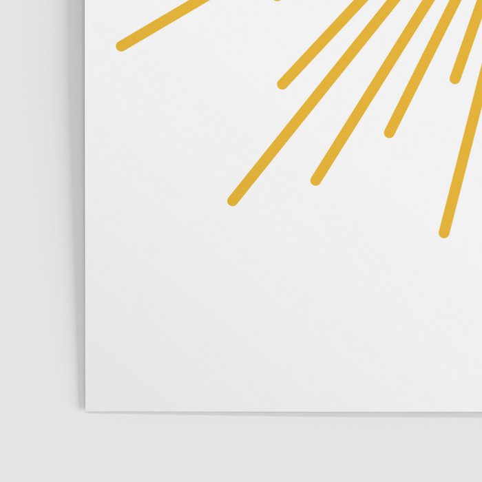 Mid Century Modern Sunburst Sun in Mustard and White Poster Gallery Image 3