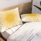Mid Century Modern Sunburst Sun in Mustard and White Pillow Sham Gallery Image 2