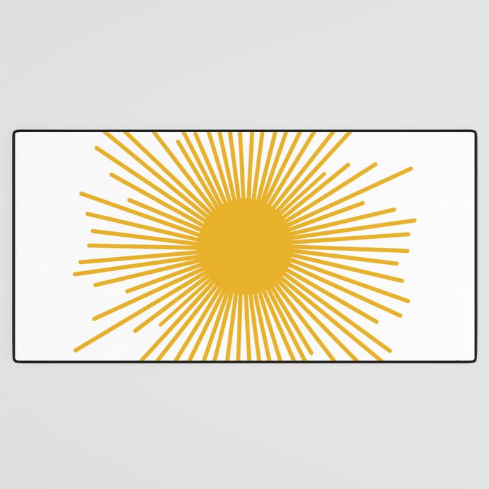 Mid Century Modern Sunburst Sun in Mustard and White Desk Mat Gallery Image 3