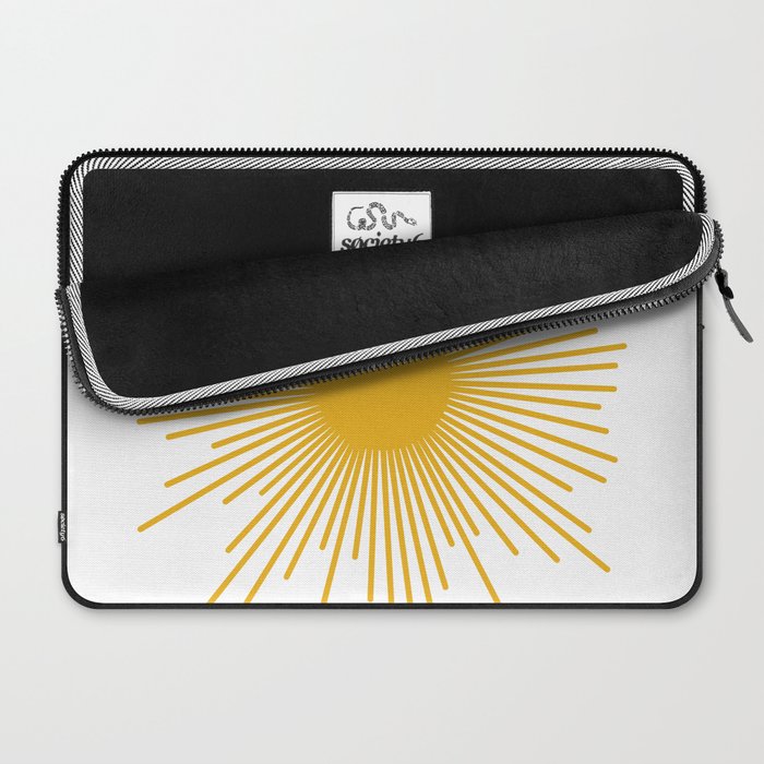 Mid Century Modern Sunburst Sun in Mustard and White Laptop Sleeve Gallery Image 2