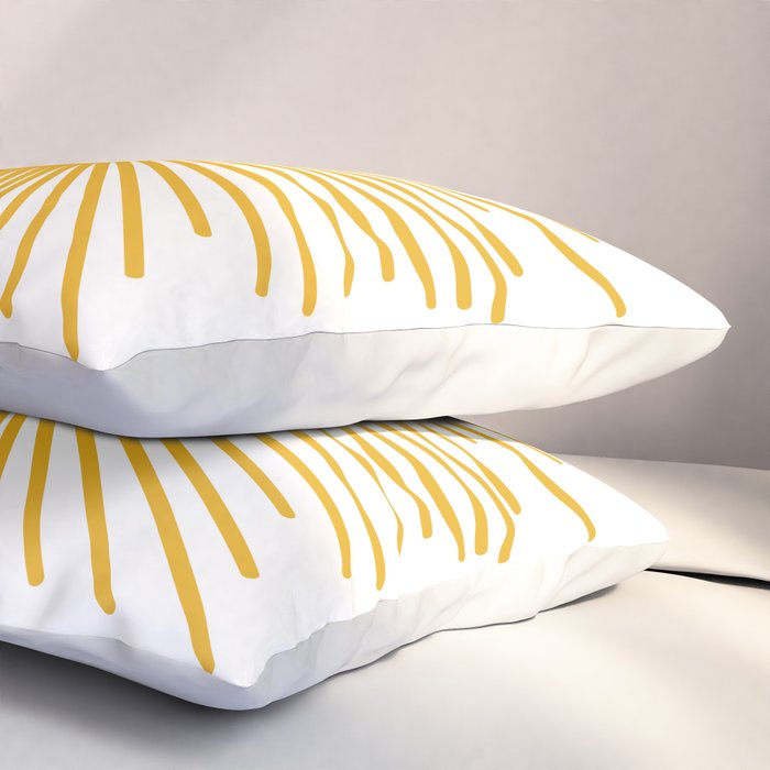 Mid Century Modern Sunburst Sun in Mustard and White Pillow Sham Gallery Image 3
