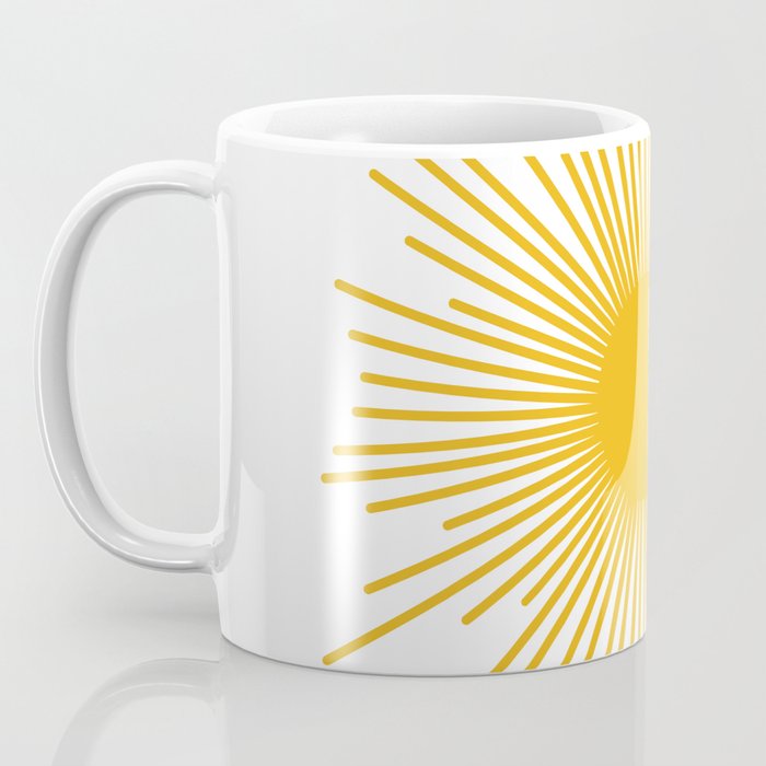 Mid Century Modern Sunburst Sun in Mustard and White Coffee Mug Gallery Image 3