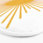 Mid Century Modern Sunburst Sun in Mustard and White Bath Mat Gallery Image 3